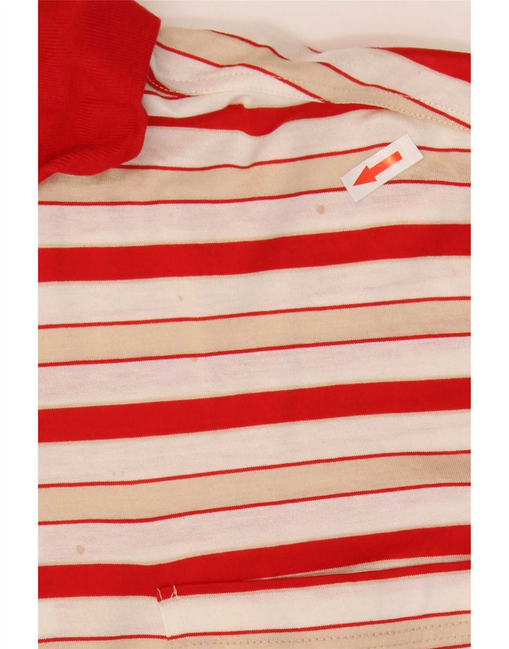 Amerigo Vespucci Herren-Poloshirt aus mittelroter, gestreifter Baumwolle