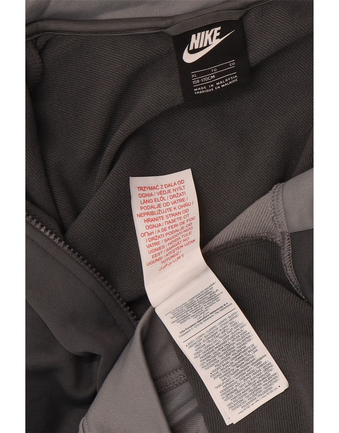 Nike Jungen-Trainingsanzug-Top-Jacke, 13–14 Jahre, XL, graues Colourblock-Polyester