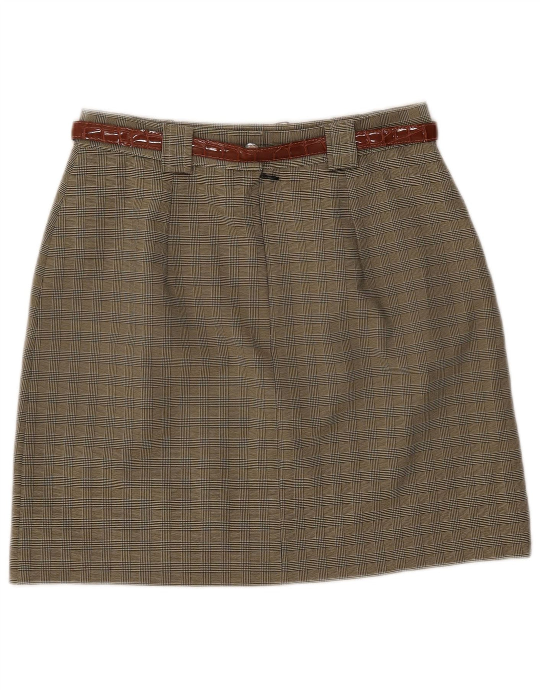 Vintage Damen A-Linienrock IT 46 Groß W28 Khaki Kariert Polyester