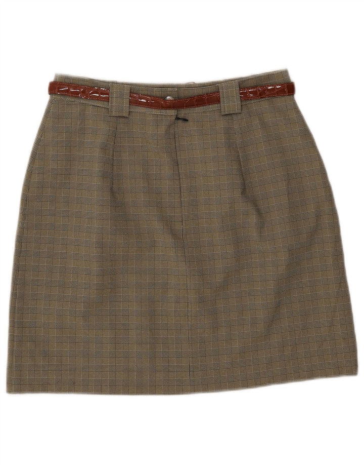 Vintage Damen A-Linienrock IT 46 Groß W28 Khaki Kariert Polyester
