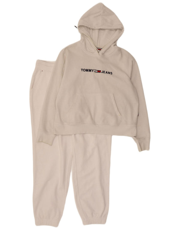 Tommy Hilfiger Womens Graphic Full Trainingsanzug UK 14 Mittelweiße Baumwolle