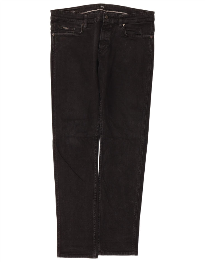 Hugo Boss Herren Slim Jeans W36 L32 Schwarze Baumwolle