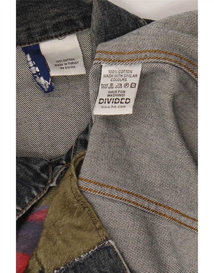 Divided Womens By H&M Jeansjacke UK 14 Mittelblaue geblümte Baumwolle