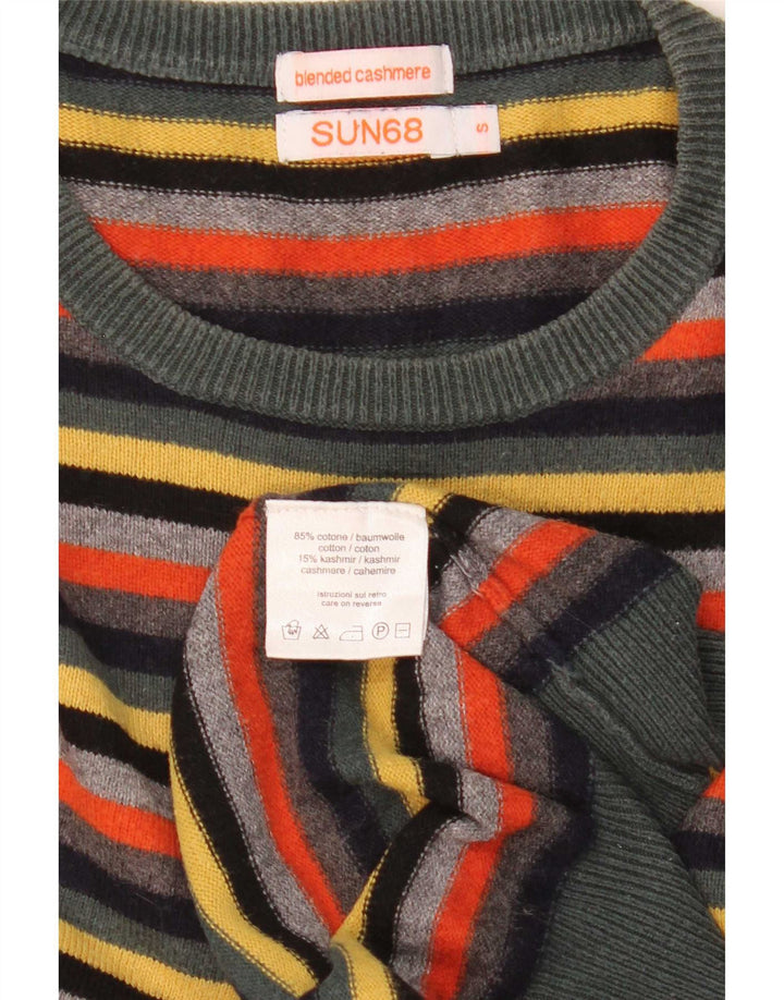Sun68 Herren-Pullover mit Rundhalsausschnitt, klein, mehrfarbig, gestreift, Baumwolle