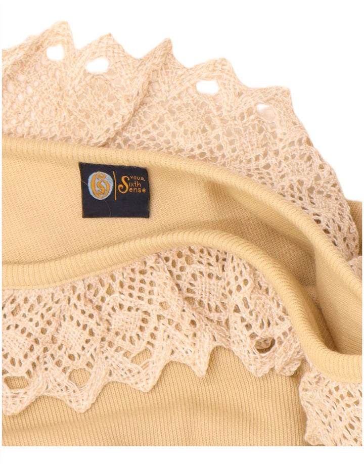 YOUR SIXTH SENSE Damen-Blusenoberteil mit 3/4-Ärmeln, UK 14/16, Größe L, Beige, Baumwolle