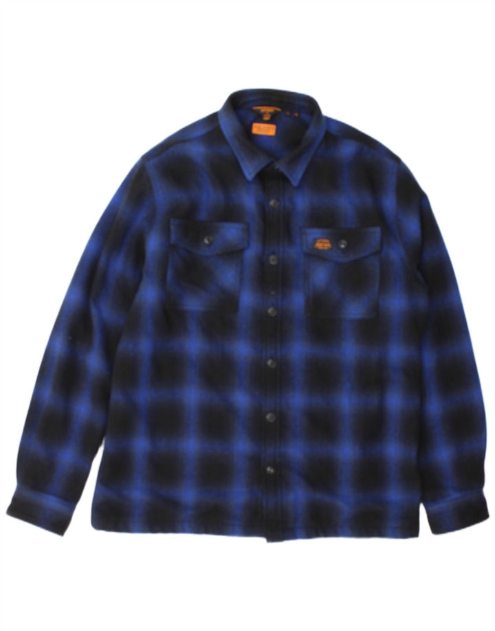 Superdry Herren Lumberjack Flanellhemd XL Marineblau kariertes Polyester