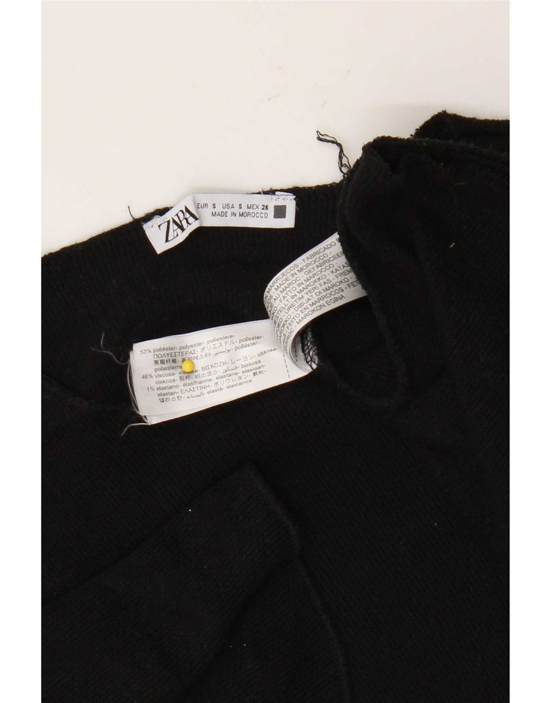 Zara Damen Crop Oversized T-Shirt Top UK 10 Small Schwarz Polyester