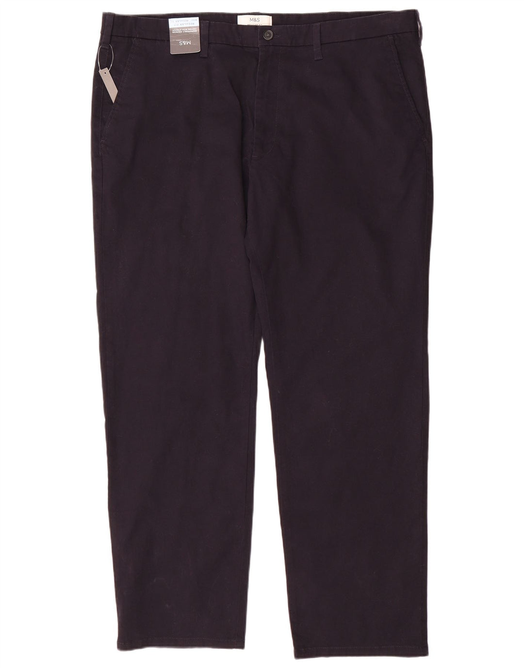 Marks & Spencer Herren-Chinohose mit normaler Passform und gerader Passform, W42 L31, Marineblau