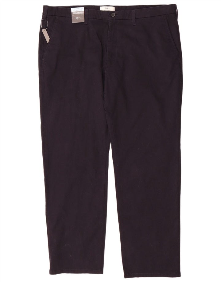 Marks & Spencer Herren-Chinohose mit normaler Passform und gerader Passform, W42 L31, Marineblau