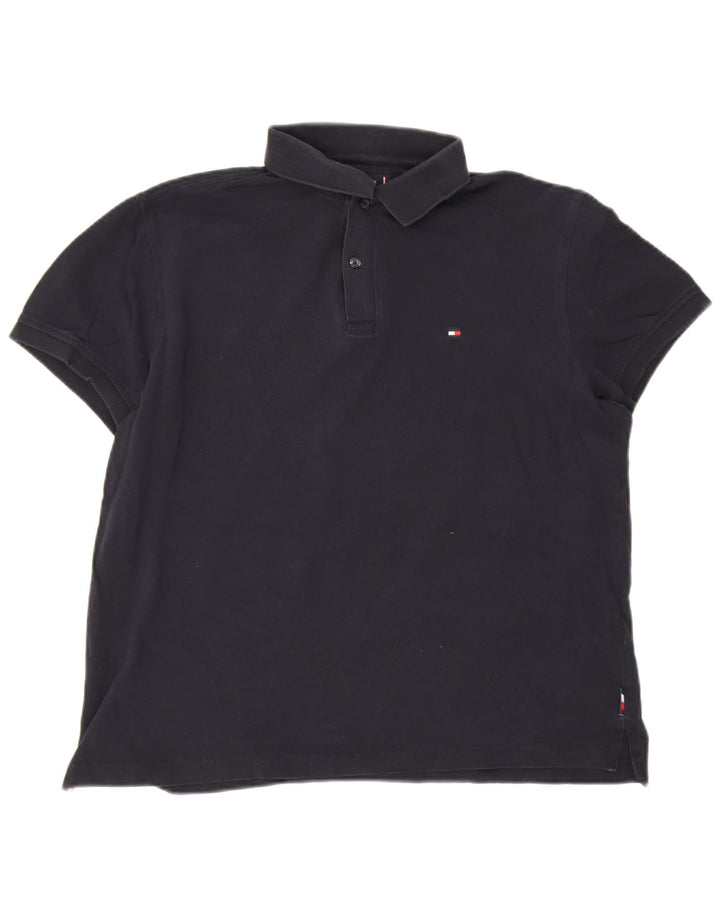 Tommy Hilfiger Herren-Poloshirt mit normaler Passform, mittelmarineblaue Baumwolle