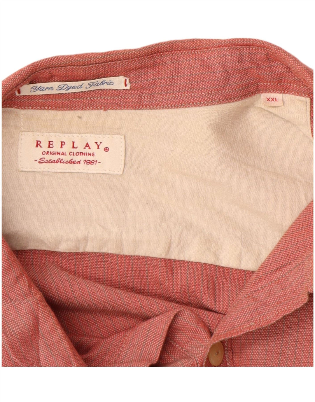 REPLAY Herrenhemd 2XL, rot kariert, Baumwolle