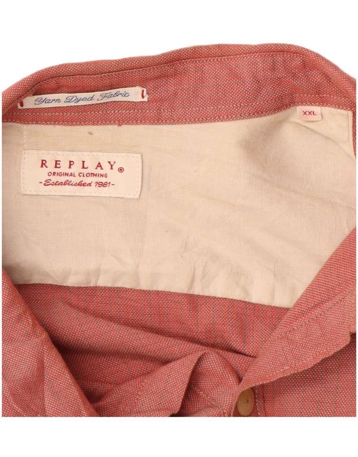 REPLAY Herrenhemd 2XL, rot kariert, Baumwolle