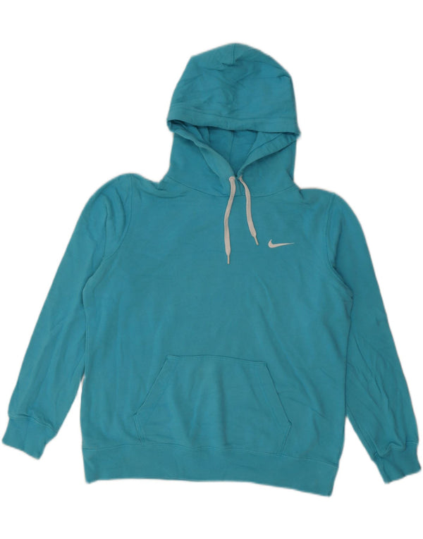 Nike Womens Graphic Standard Fit Hoodie Pullover UK 16 Große blaue Baumwolle