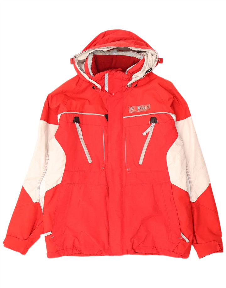 Phenix Herren-Skijacke mit Kapuze, UK 40, großes rotes Colourblock-Nylon