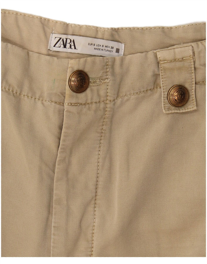 Gerade Cargohose für Damen von Zara, Größe S, W27, L30, Beige