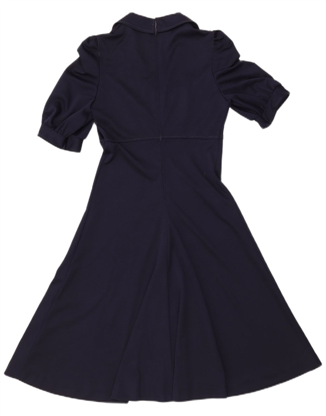 VINTAGE Damen A-Linie Kleid UK 8 Small Marineblau Polyester