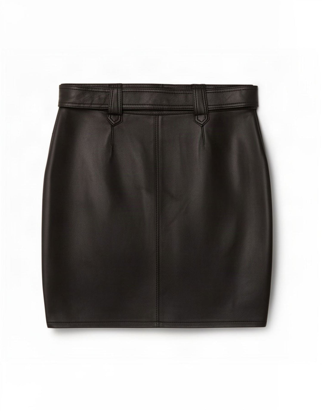 Vintage Damen Mini Lederrock Groß W34 Schwarz