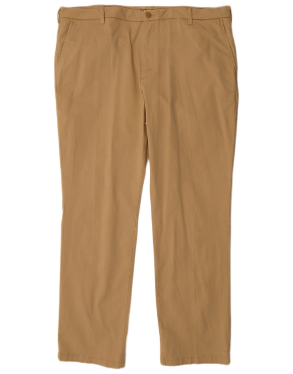 Izod Mens Straight Chino Trousers W40 L32 Beige Cotton