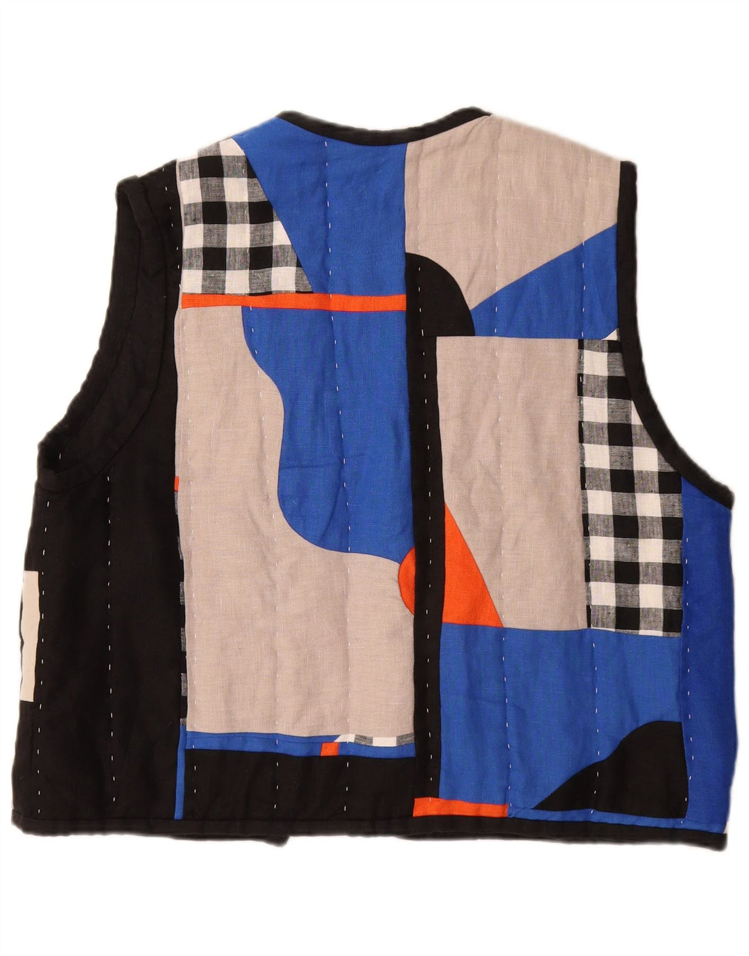 Mossom Damen Handgefertigte offene Steppweste UK 18 XL Mehrfarbiges Patchwork