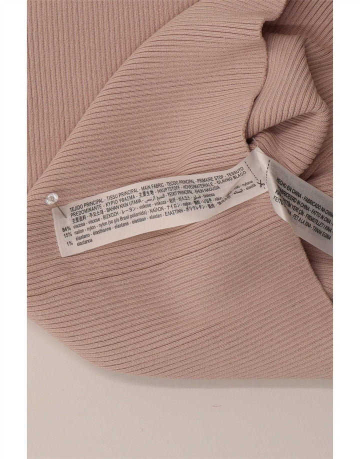 Zara Damen Crop One Shoulder Top UK 8 Small Rosa Viskose