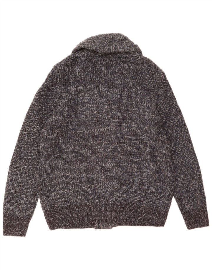 Marks & Spencer Herren-Strickjacke aus mittelblau gesprenkelter Wolle