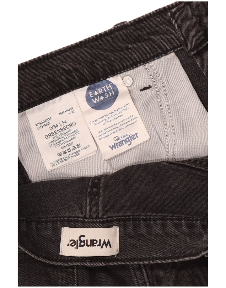 Wrangler Herren Greensboro Straight Jeans W34 L34 Graue Baumwolle