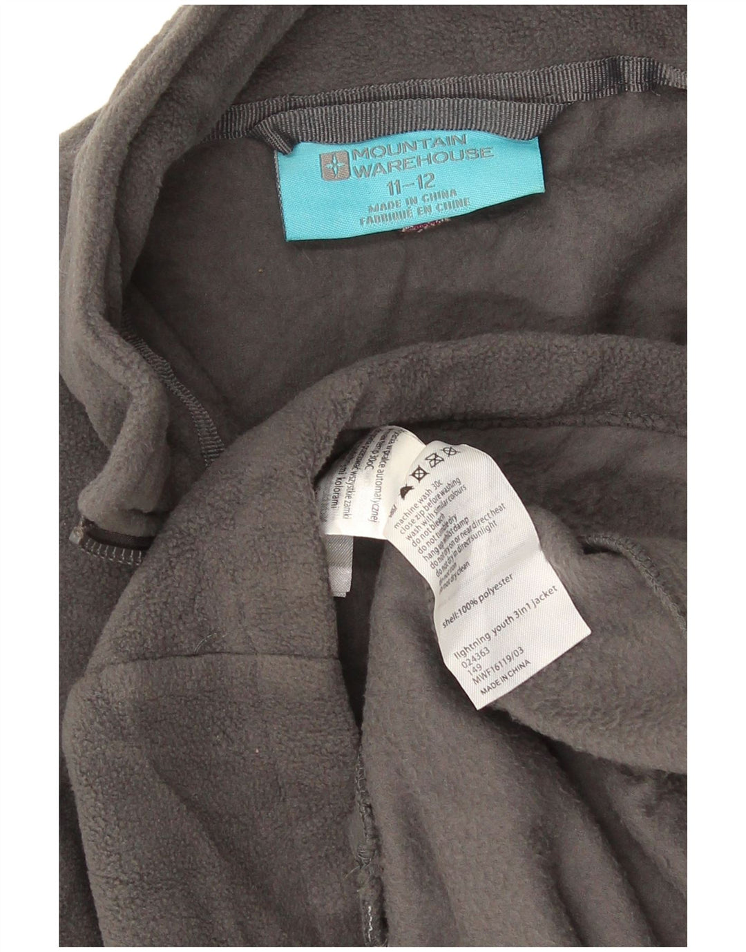 Mountain Warehouse Liner-Fleecejacke für Mädchen, 11–12 Jahre, graues Polyester