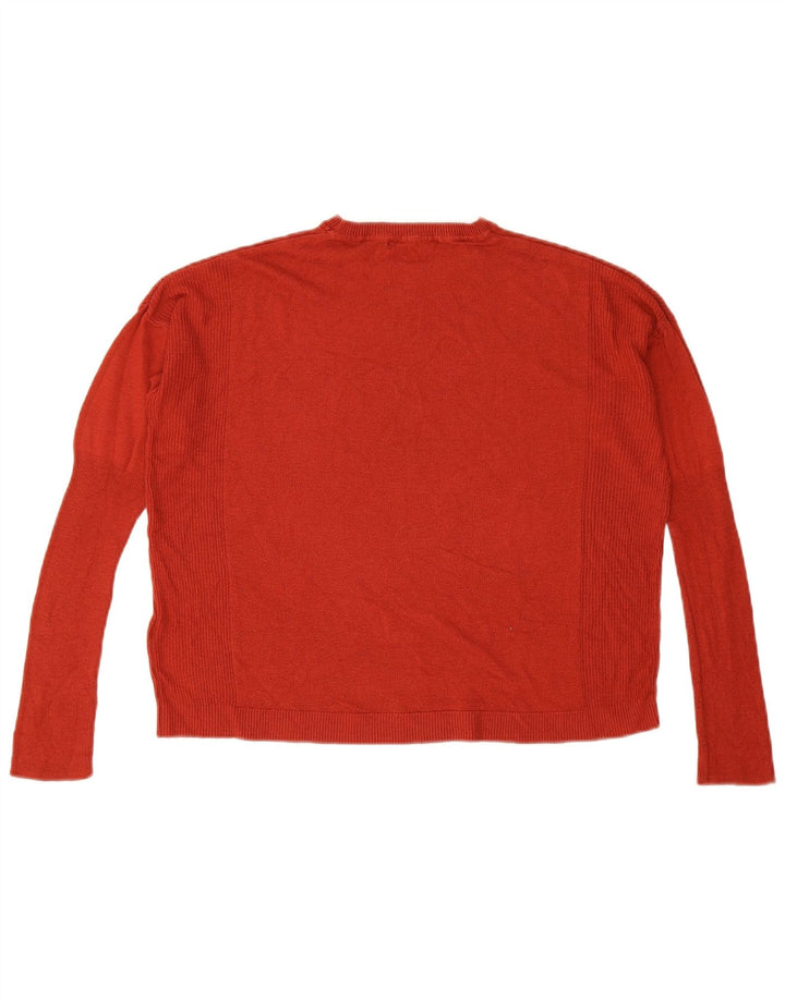 Marks & Spencer Damen Crop Pullover mit Rundhalsausschnitt, UK 12, Mittelrot
