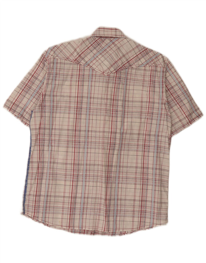 Wrangler Herren-Hemd, kurzärmelig, reguläre Passform, mittelweiß, kariert, Baumwolle