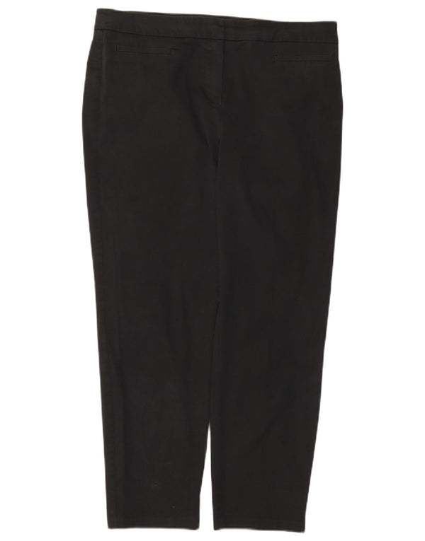 Marks & Spencer Damen Crop Casual Hose W34 L26 Schwarz Baumwolle