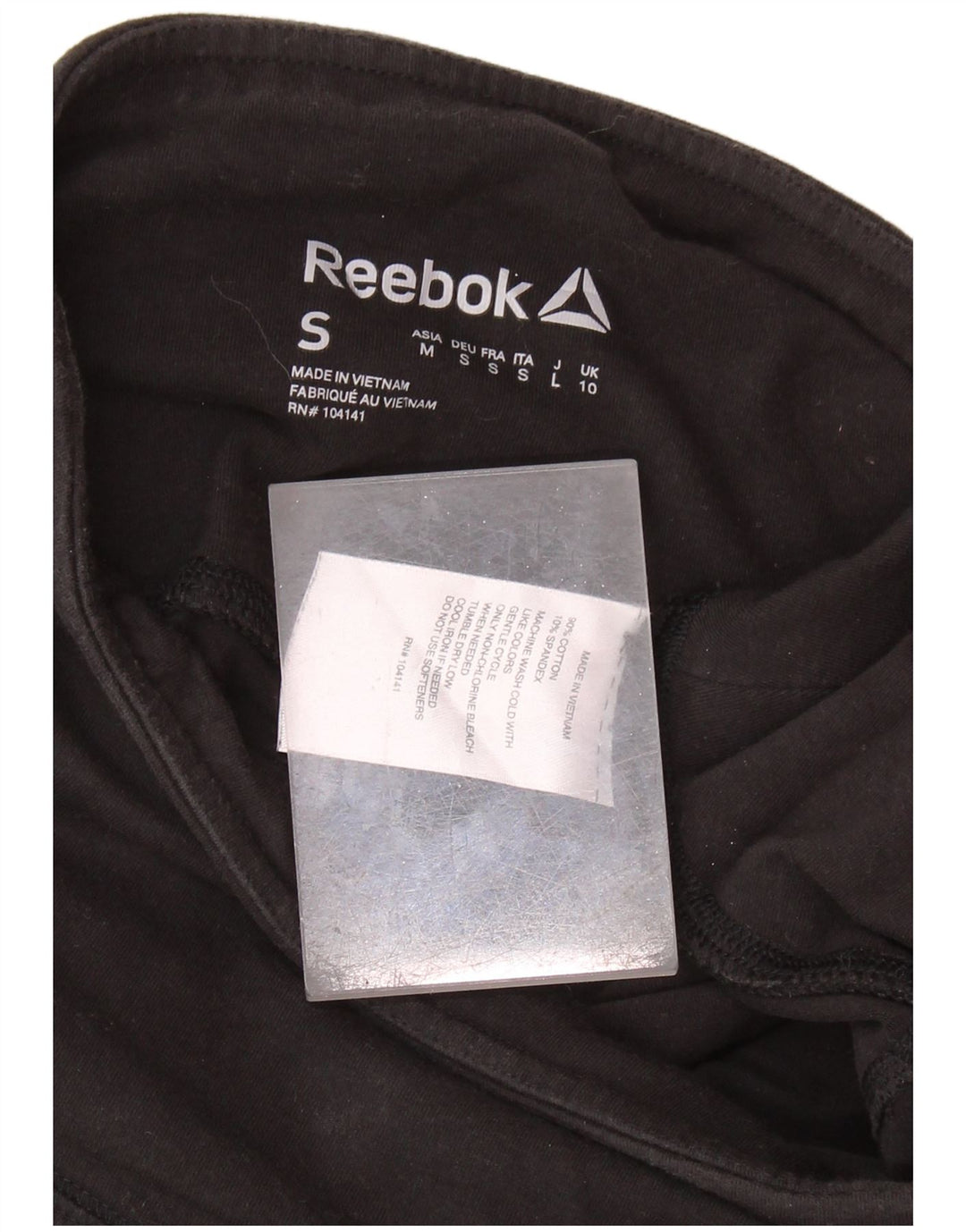 REEBOK Damen Leggings UK 10 Small Schwarz Colourblock Baumwolle