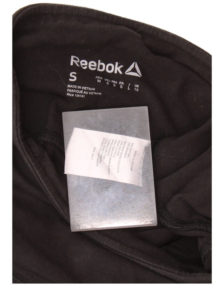 REEBOK Damen Leggings UK 10 Small Schwarz Colourblock Baumwolle