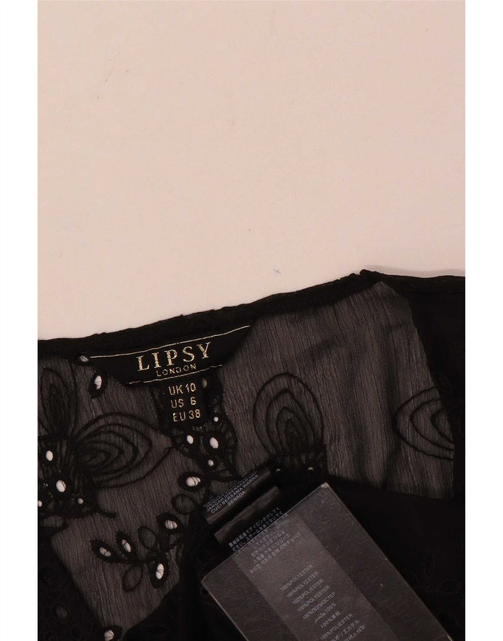 Lipsy Damen-Hemdbluse, UK 10, Größe S, schwarz, geblümt, Polyester