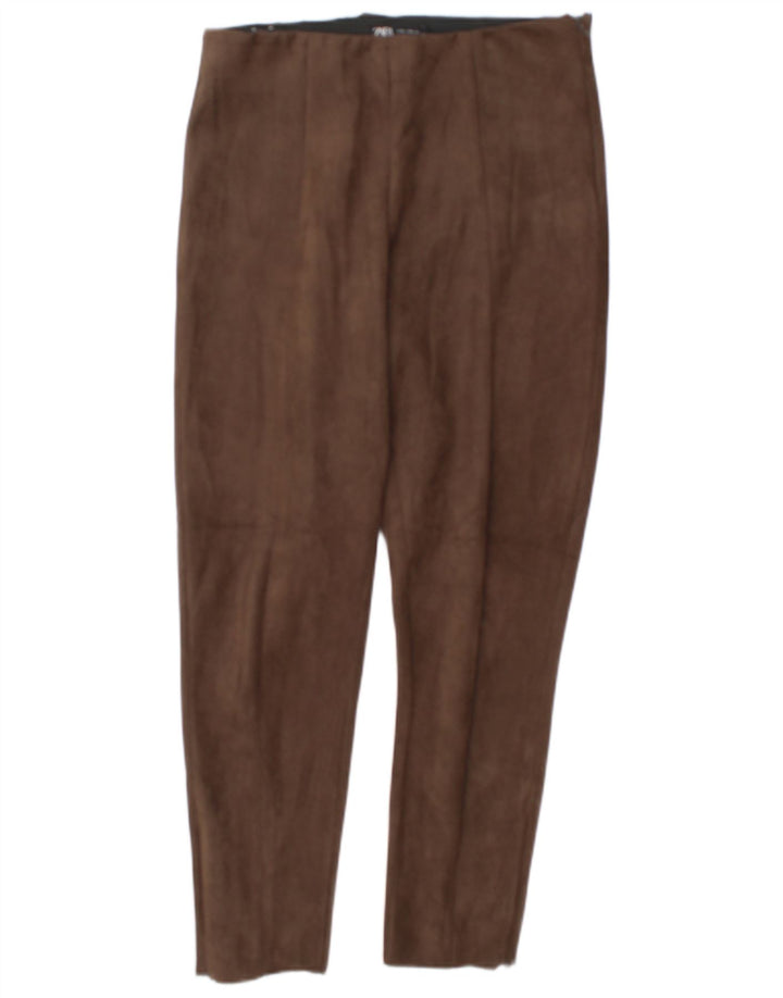 Zara Damen Röhrenhose XL W32 L27 Braunes Polyester