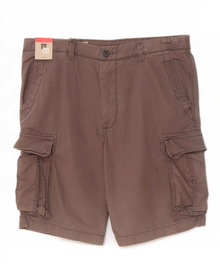 Marks & Spencer Herren Cargoshorts W36 Large Grau Baumwolle