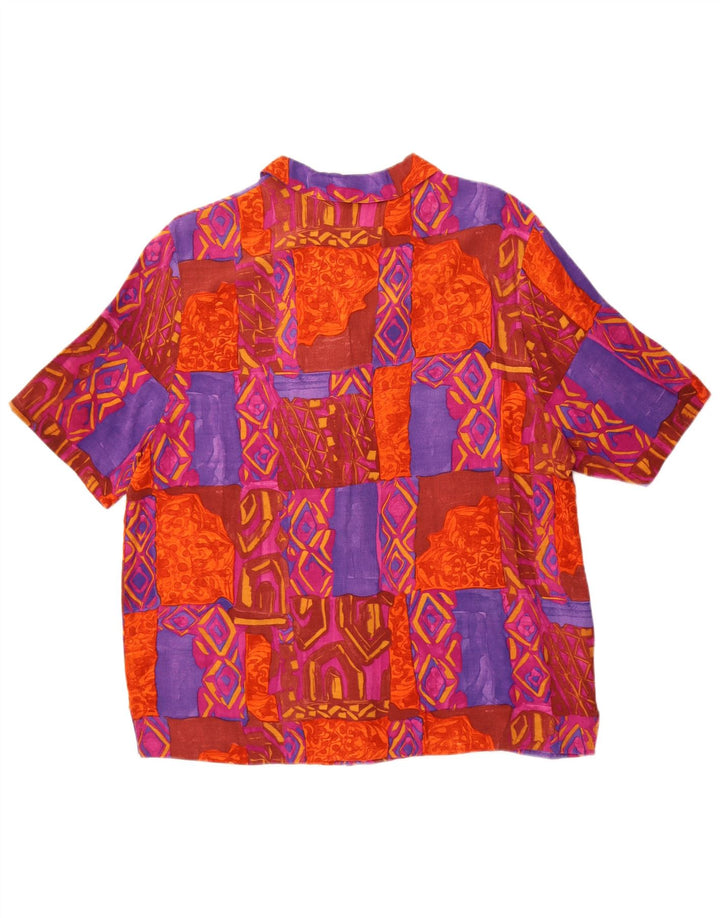 Vintage Damen Kurzarm-Hemdbluse UK 18 XL Mehrfarbiges Patchwork