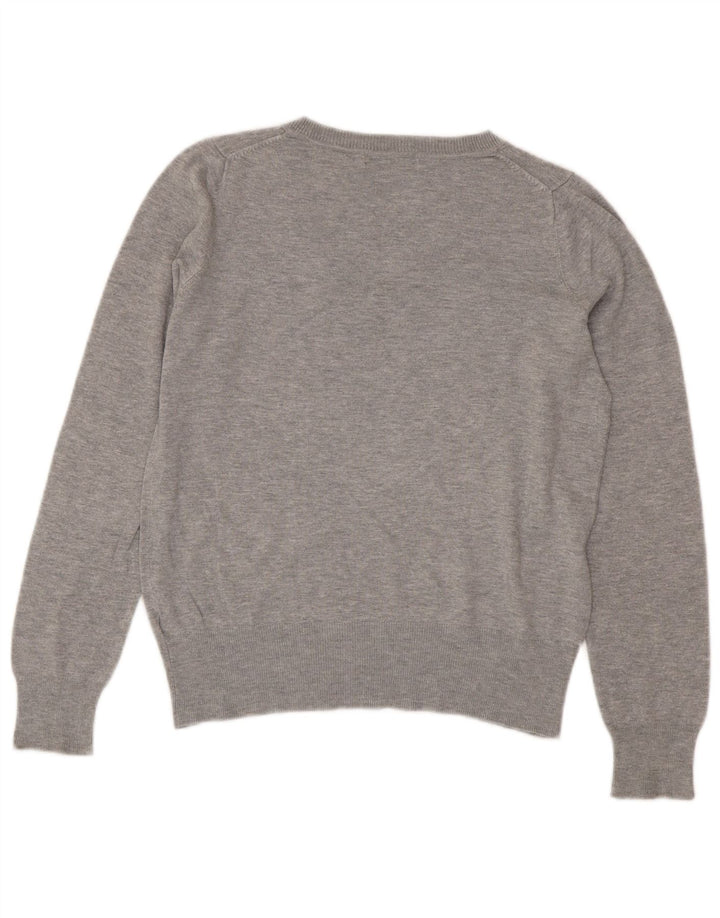 Marks & Spencer Damen Crop V-Ausschnitt Pullover Pullover UK 14 Mittelgrau