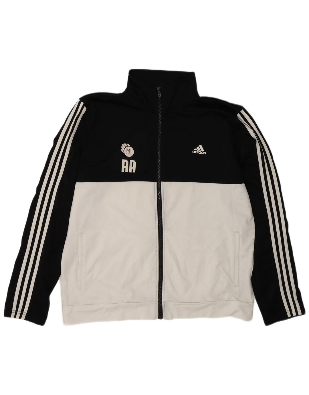 Adidas Herren Trainingsanzug Top Jacke UK 48/50 XL Schwarz Colourblock Polyester