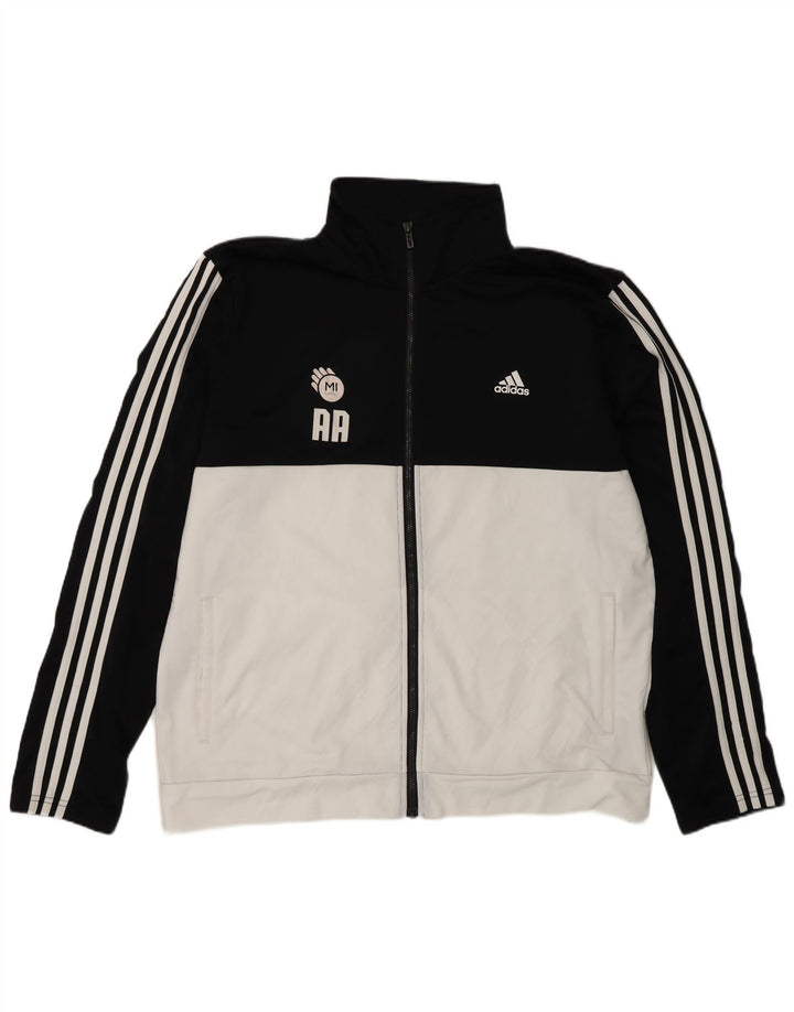 Adidas Herren Trainingsanzug Top Jacke UK 48/50 XL Schwarz Colourblock Polyester
