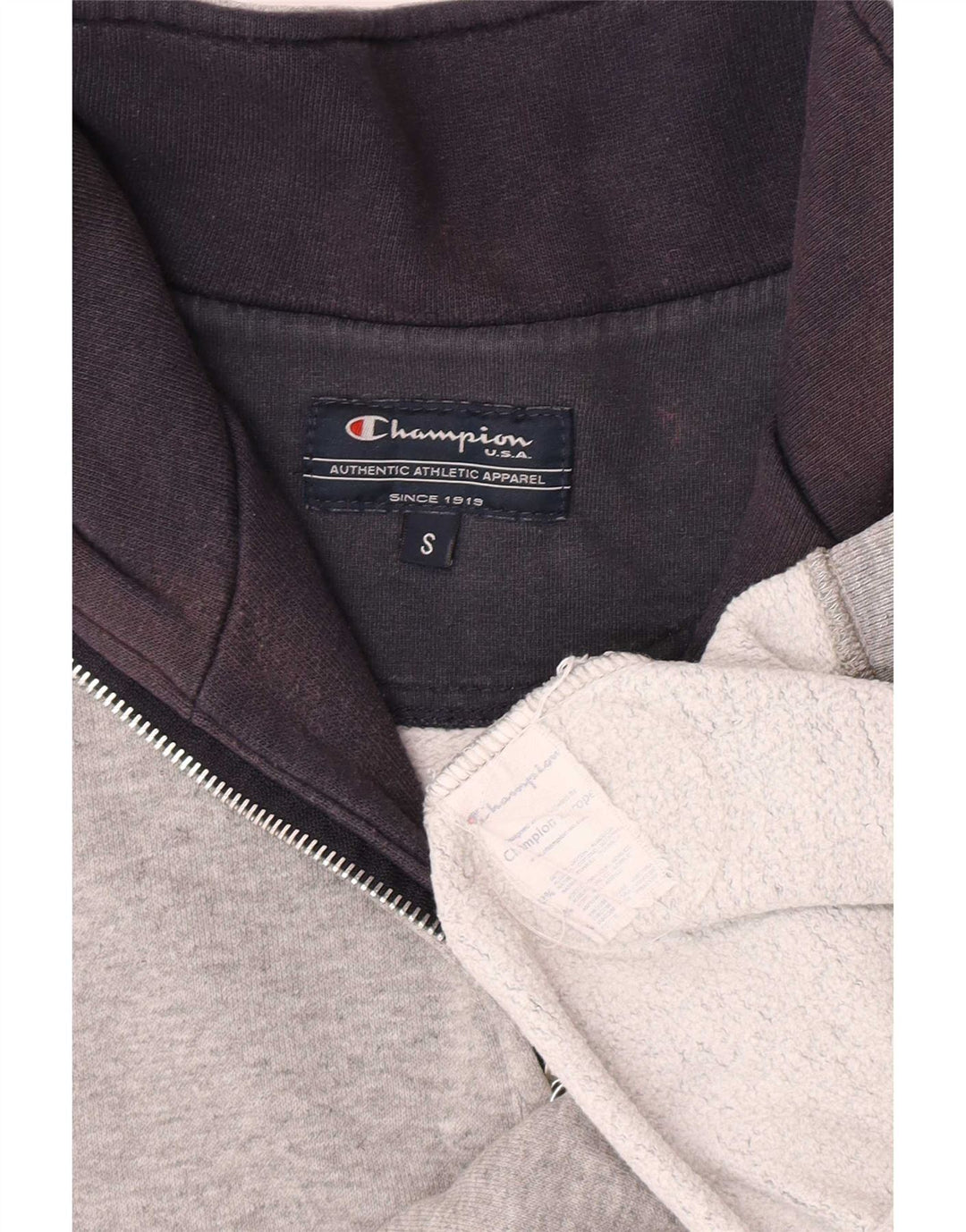 Champion Herren-Sweatshirt mit grafischem Reißverschluss, Größe S, Grau, Baumwolle