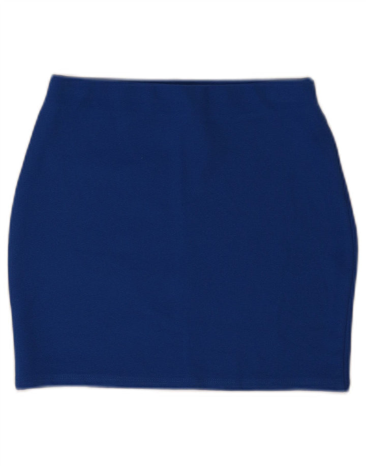 Zara Mini-Bleistiftrock für Damen, Größe S, W26, Blau, Polyester