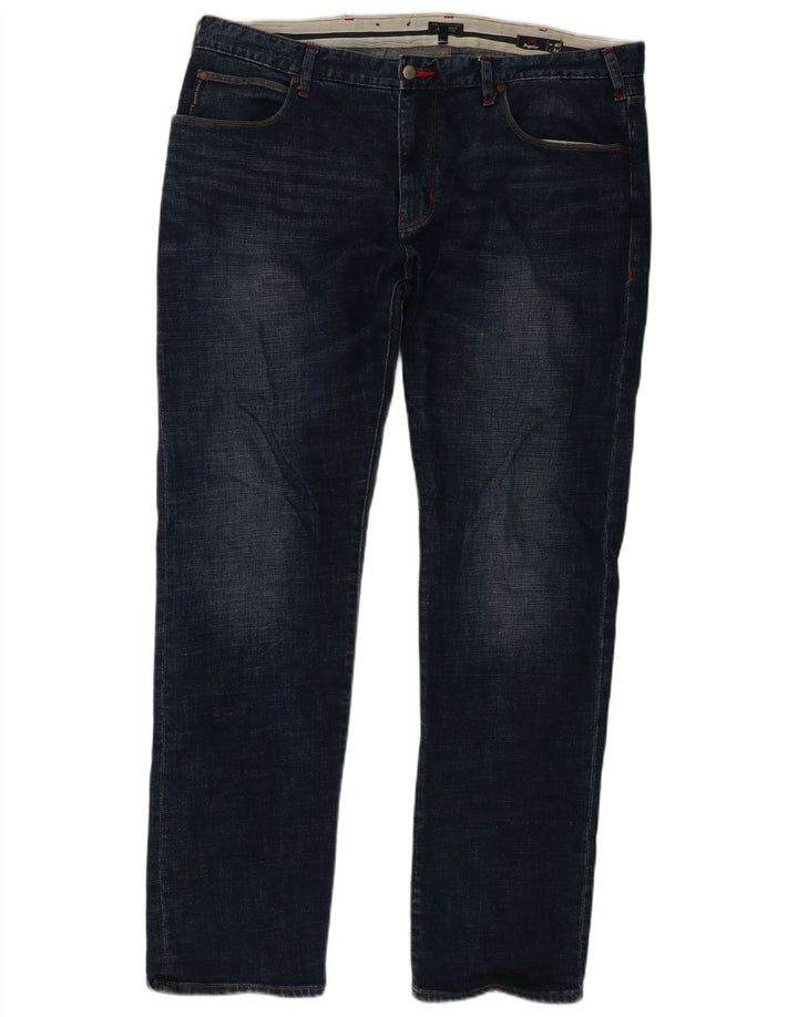 Armani Herren Regular Straight Jeans W40 L34 Marineblaue Baumwolle