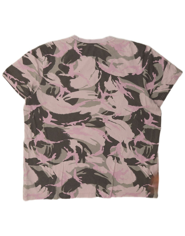 Adidas Damen T-Shirt Top UK 20/22 XL Mehrfarbige Camouflage-Baumwolle