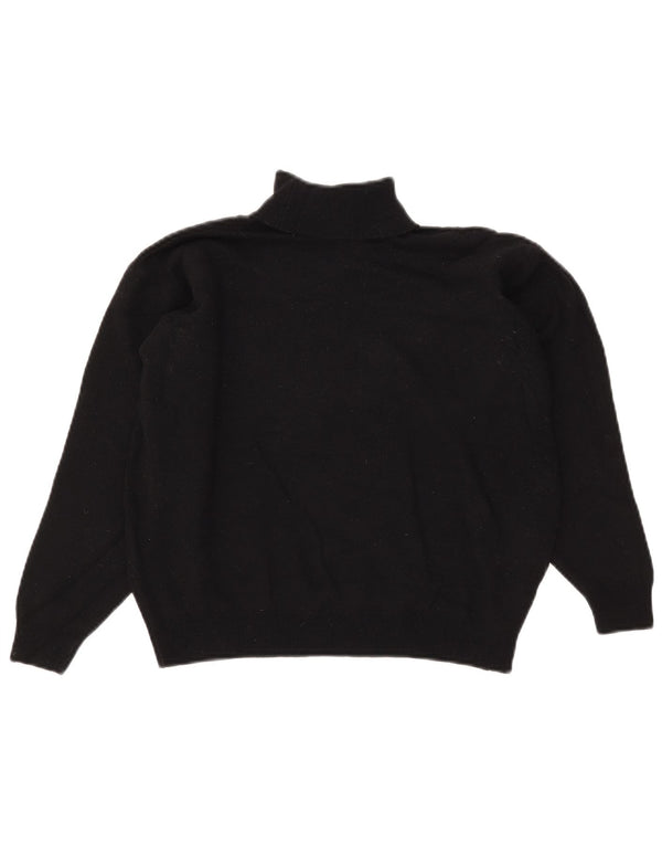 Marks & Spencer Womens Crop Rollkragenpullover Pullover UK 14 Große schwarze Wolle