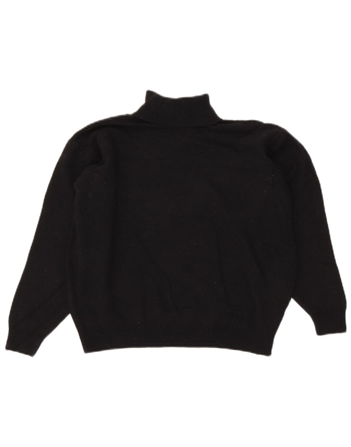 Marks & Spencer Womens Crop Rollkragenpullover Pullover UK 14 Große schwarze Wolle