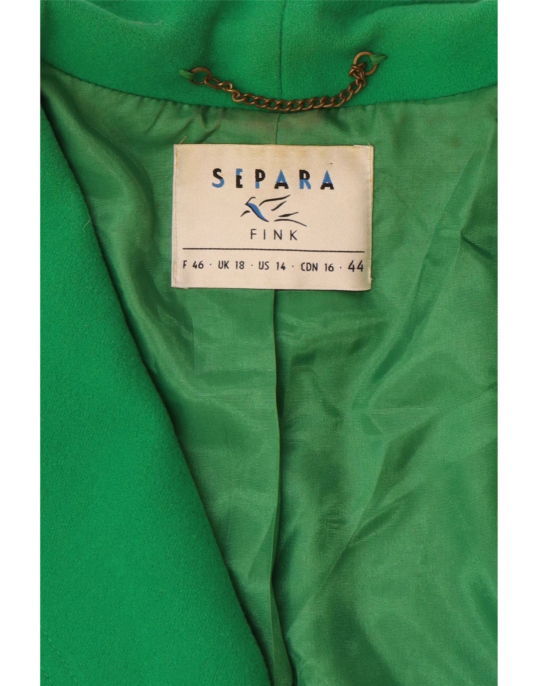 Separa Fink Damen 1-Knopf-Blazerjacke UK 18 XL Grüne Wolle