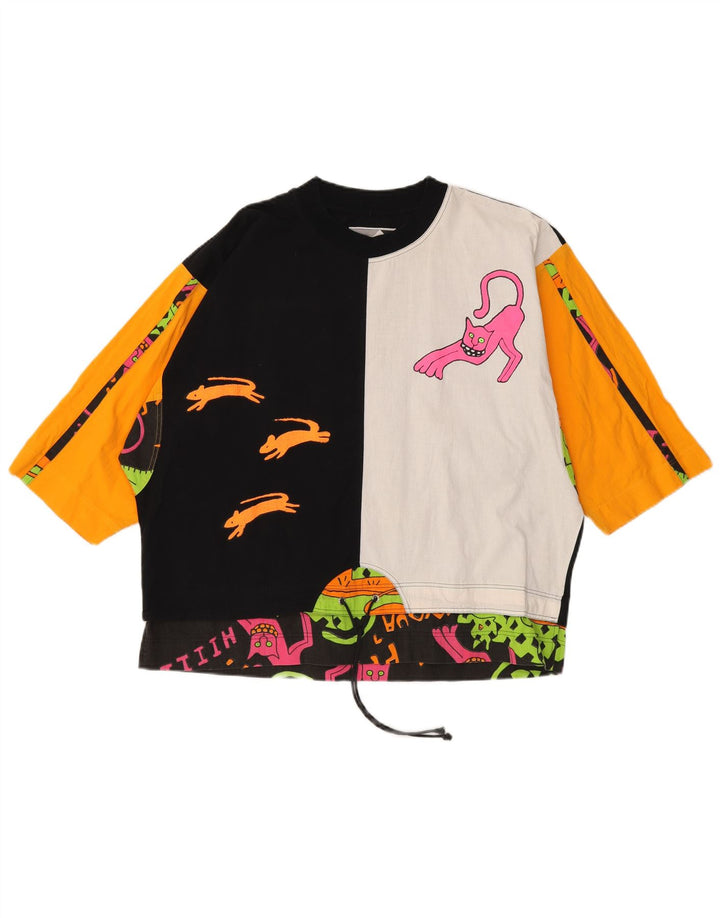 BENGER Damen Grafik-Top mit 3/4-Ärmeln, EU 38, Mittelschwarz, Farbblock