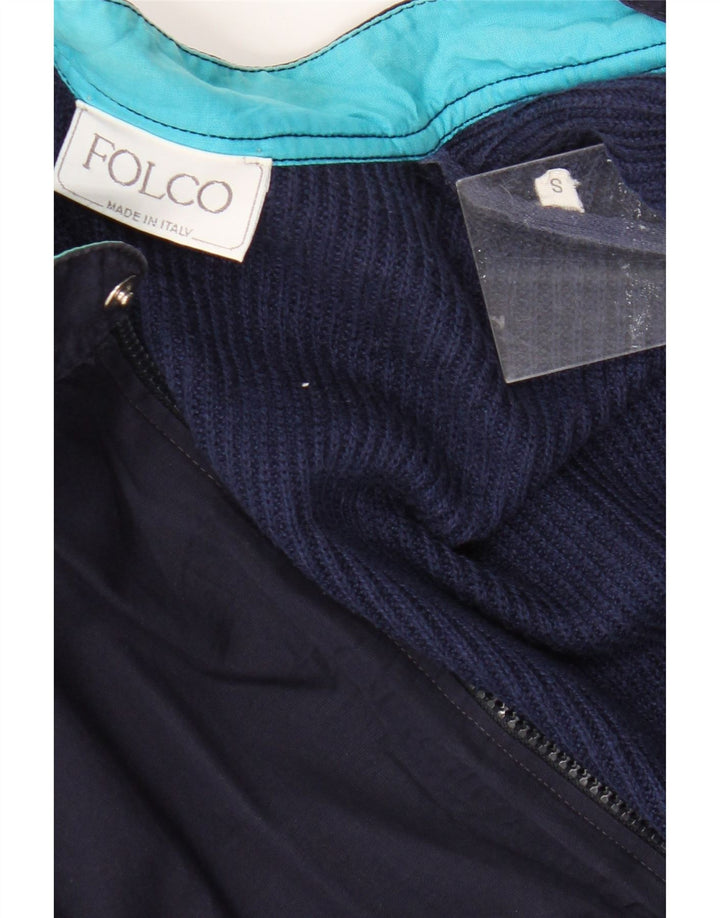 Vintage Herren Cardigan Pullover Kleine marineblaue Baumwolle