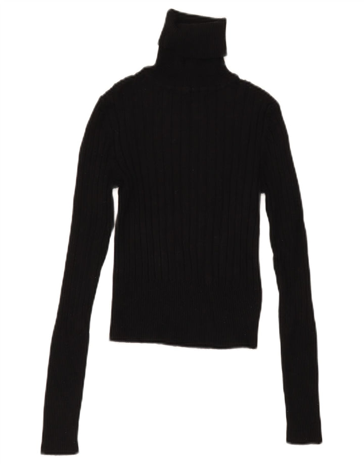 Zara Damen Crop Rollkragenpullover Pullover UK 12 Medium Schwarz