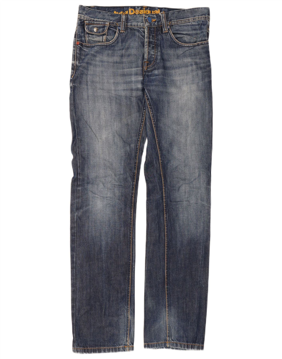 Desigual Herren Straight Jeans W30 L33 Blaue Baumwolle